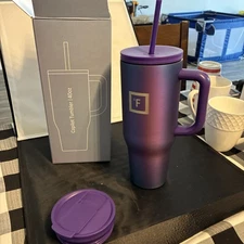 IRON °FLASK Co-Pilot Insulated Mug w/Straw & Flip Cap Lids - Cup Aurora 40 Oz