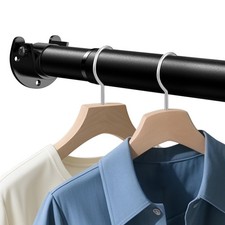 Closet Rod 17-99 Inch Heavy Duty Adjustable Wardrobe Storage Laundry Black