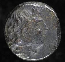 Ancient Greece. Diodotos Tryphon. AE 18. Spiked Macedonian helmet. 142-138 BC.