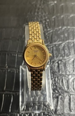 Woman's PULSAR Wrist Watch Yellow Gold Tone Face w/ yellow Gold Tone Band