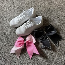 Zapatos Cheer Blancos, Braxinier Talla 37 (US 6.5) Plus Lazo Negro y Lazo Rosa