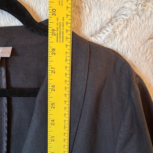 J. Jill Women's Linen One Button Blazer Jacket M Black Long Sleeve Career Work - Picture 4 of 6