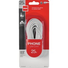 RCA 25 Ft. White Phone Cord TP243WHR Pack of 6 RCA TP243WHR 044476053252