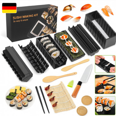 Sushi Maker Premium Set - Kunststoff Sushi Tool Set Mit 21 Stück Für Anfänger Zu