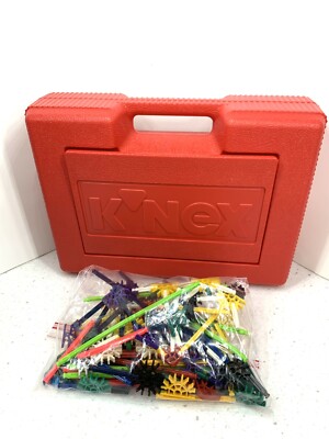 K'NEX Kinex Red Box Hard Carrying Carry Case 90's filled with Knex