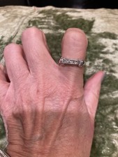 Silver Tone CZ Cubic Zirconia Band Ring Sz 9