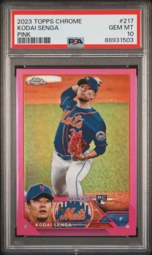 Kodai Senga 2023 Topps Chrome Pink Refractor Card #217 PSA 10 Rookie RC Mets