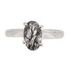 Natural Tourmalated Quartz / Black Rutile 925 Silver Ring s.9 ALLR-31952