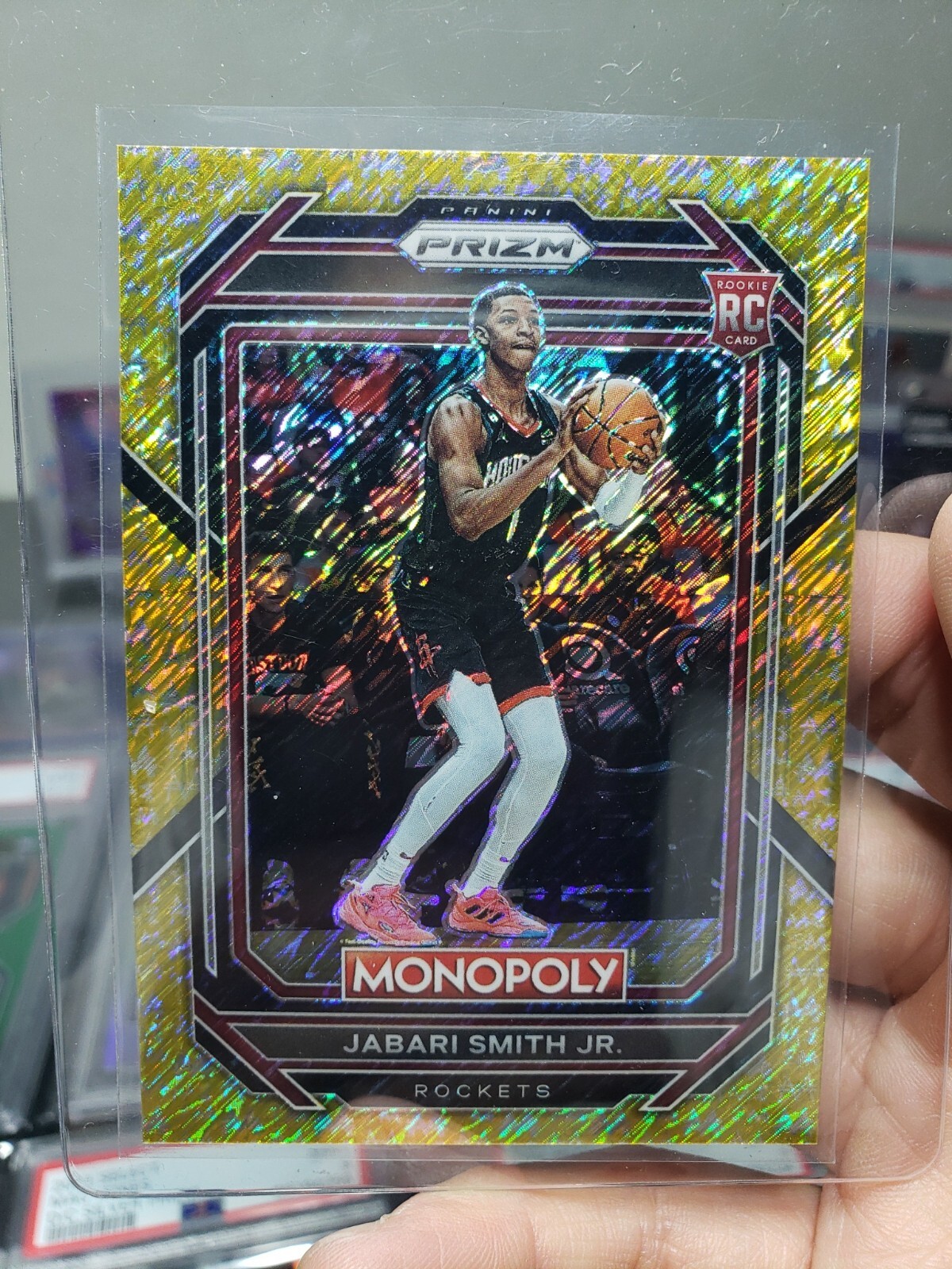 Jabari Smith Jr. 2022 Prizm Monopoly Gold Money Shimmer /500 #32 RC Rockets