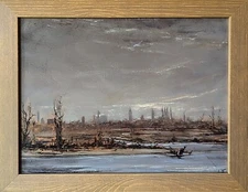 Original oil painting. Oil on board. Signed by artist. 9x11 in. framed 