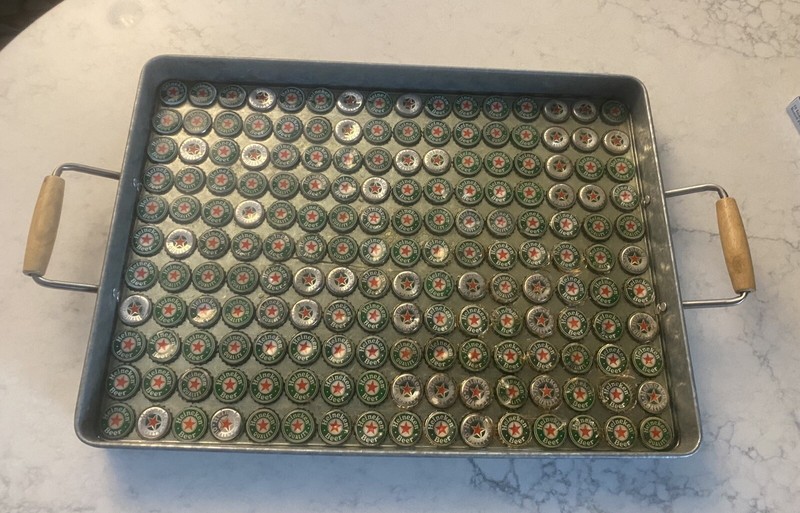 Vintage Unique Heineken Beer Brew Bottle Cap Tray 18+" x 13+"