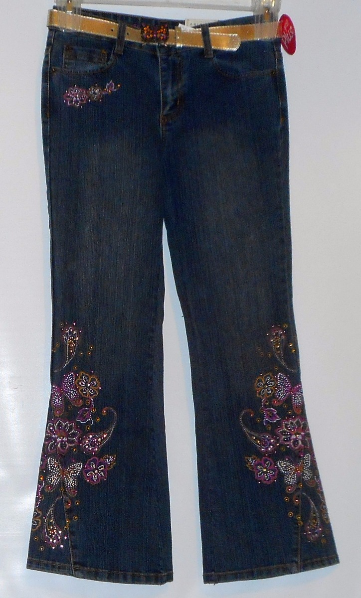 【JEMUT】25SS★ Arizona Flare Denim Pants Arizona Plus Size Girls Embellished Flare Denim Jeans & Belt