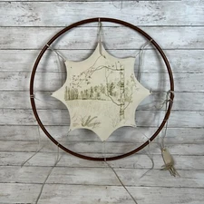 Native American Dream Catcher Buckskin Burning BLASCHKE '81 WI Woods Trees 23"W