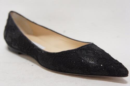 JIMMY CHOO ALINA SCARPE BASSE IN PIZZO NERO PUNTA 37/6,5 $595 - Foto 3 di 12