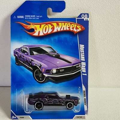 2008 Hot Wheels Rebel Rides '09 Mustang Mach 1 Purple 1970 Ford Hood Tachometer