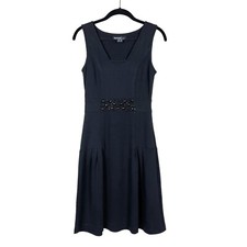 Kensie Pretty Dress Women's Size XS Black Sleeveless Embellished Fit 'n Flare