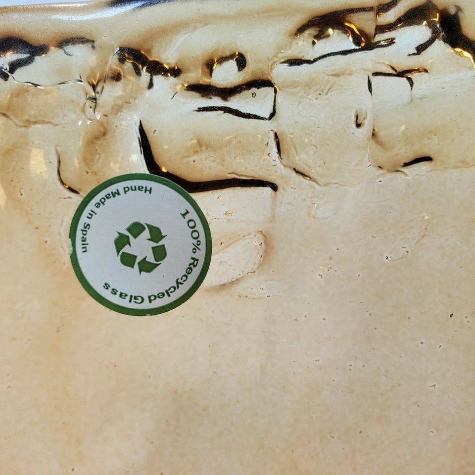 Hand Blown Recycled Glass Square Vase Champagne Amber Planter/ Votive 5"x 5"x 5" - Image 2 of 4