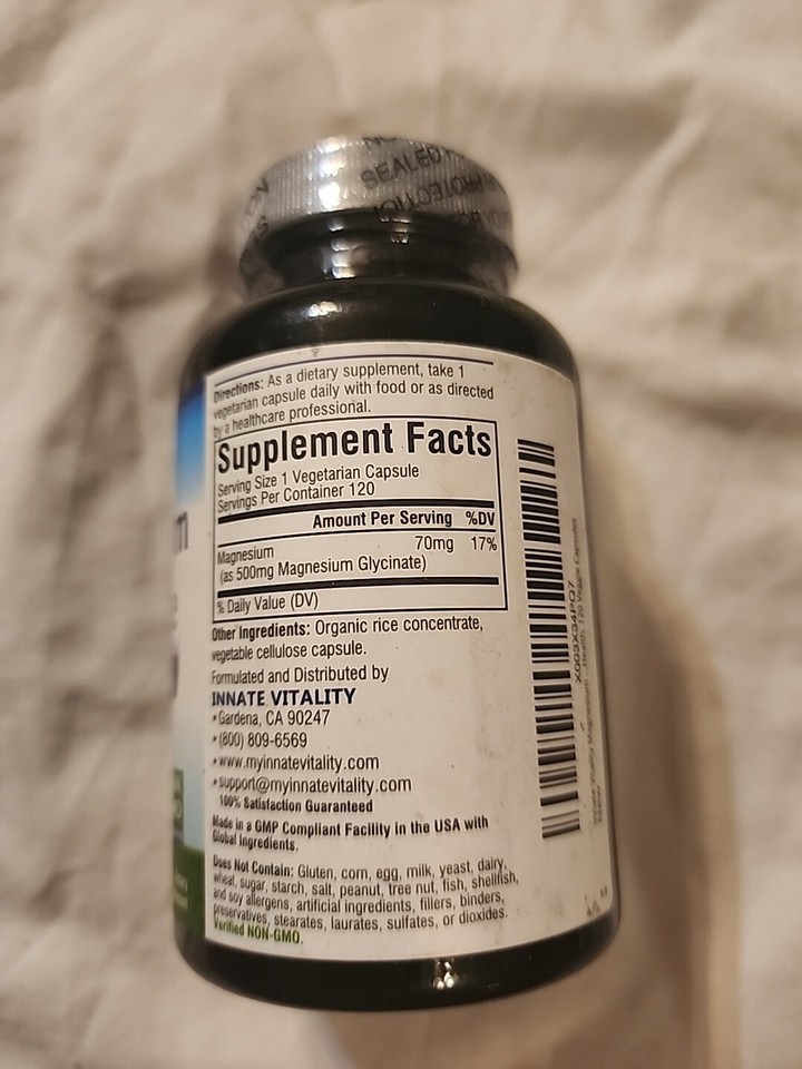 Innate Vitality Magnesium Glycinate 500Mg Chelated 4 Max Absorption
