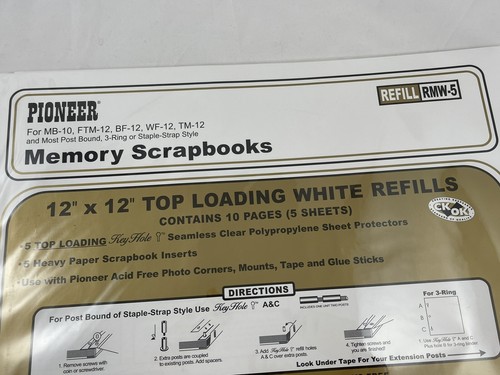 Pioneer RMW-5 10 Pages 5 Sheets Memory Scrapbook Page Protectors White 12x12 - Picture 4 of 6