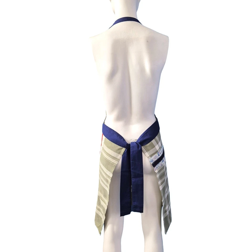 Delantal Chef Largo Completo Hecho a Mano Patchwork Telas De Colección con Bolsillo Frontal Talla Única Foto 4 de 4