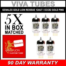 New Genalex Reissue 12AU7 ECC82 GOLD PINS Gain Matched Quintet (5) Tubes