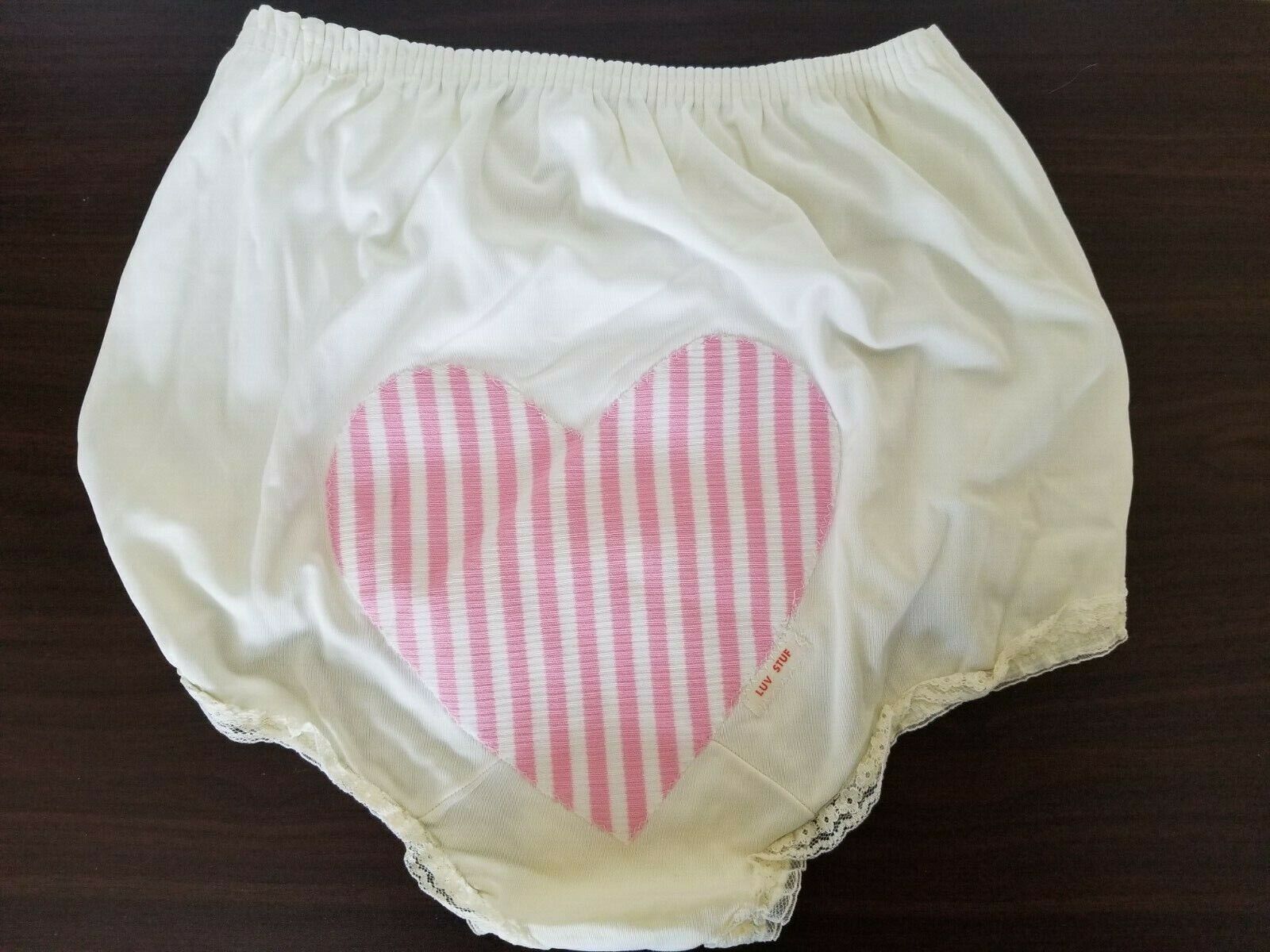 Vintage Panties Underwear Nylon Lace Heart (LUV S… - image 1