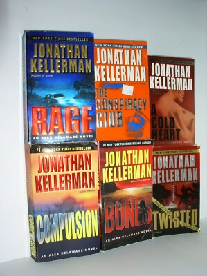 6 Jonathan Kellerman Paperbacks:Compulsion-Rage-Bones-Twisted-A Cold Heart 