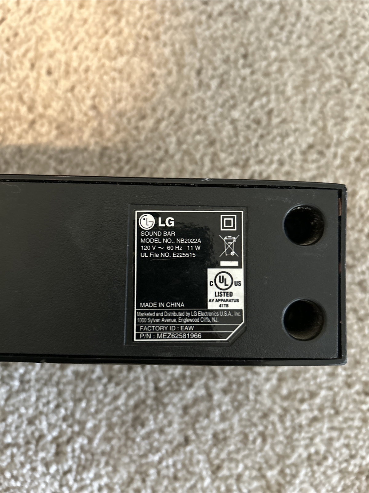 LG Sound Bar 2.0 Channel 40 Watt Black Model No. NB2022A Dolby Without Remote eBay