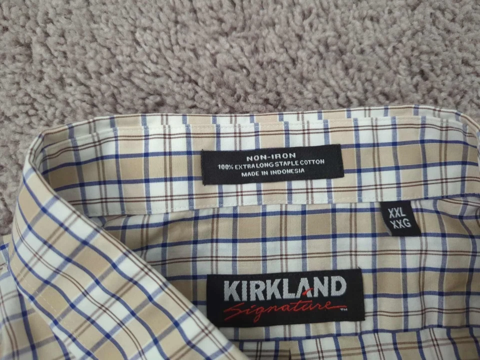 Lote de 2 camisas Kirkland Signature abotonadas para hombre XXL sin planchar preppy informales Foto 3 de 4