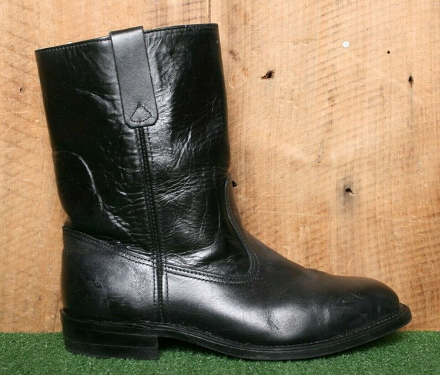 Work N' Sport Mens 98881 Black Leather Riding BOOTS Mid Calf ZIPPER