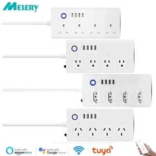 Melery Tuya Wifi Smart Power Strip EU US AU Plug Socket with USB Charging Outlet