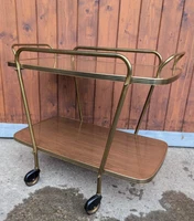 Serving Cart Tea Cart Walnut 60s Table Side Table Brass Mid Century 2