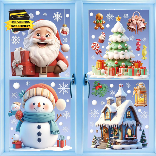 Christmas Decorations 3D Vision Christmas Window Clings,Funny