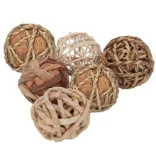 6 PC Handwoven Rattan Wicker Balls Decorative Sphere Orbs 2.7" New Free Ship