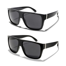 ShadyVEU Oversized Silver Flat Top Dark Bouncer Fashion Mens Sunglasses
