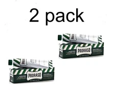 2x Proraso Green Sapone Da Barba Refreshing Shaving Face Cream 150 ml / 5.2fl oz