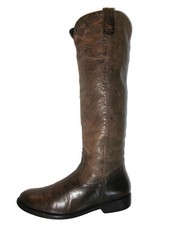 Vtg Knee-High Brown Leather Riding Boots USA Women Sz 6 Distressed Leather Sole