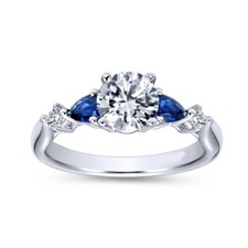 1.70CT White Round  Blue Pear CZ Accent Engagement Ring 925 Sterling Silver