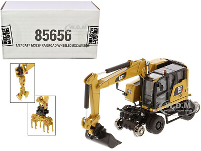 CAT CATERPILLAR M323F RAILROAD EXCAVATOR CAT YELLOW 1/87 DIECAST MASTERS 85656