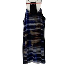 1.State Racerback Shift Dress Small New Blue Abstract Corded Strap Mini 7734