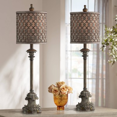 Regency Hill Vichelis 34'' Beige Candlestick Buffet Lamps Set of 2