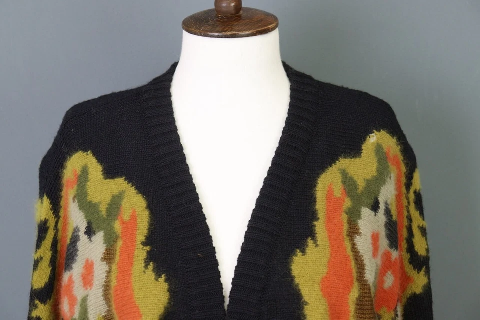 Suéter Cárdigan Mondi Vintage Talla 40/L Lana Angora Tejido Floral Foto 4 de 4