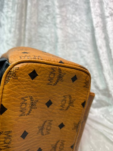 MCM Visetos Cognac Canvas 13 in Backpack Black Leather Trim and Handle - Picture 7 of 18