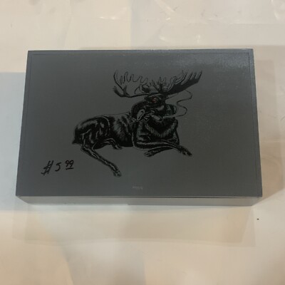 Chillin Moose Nicaragua Humidor Gray Wood Empty Cigar Box 10 x 6.5 x 2.5