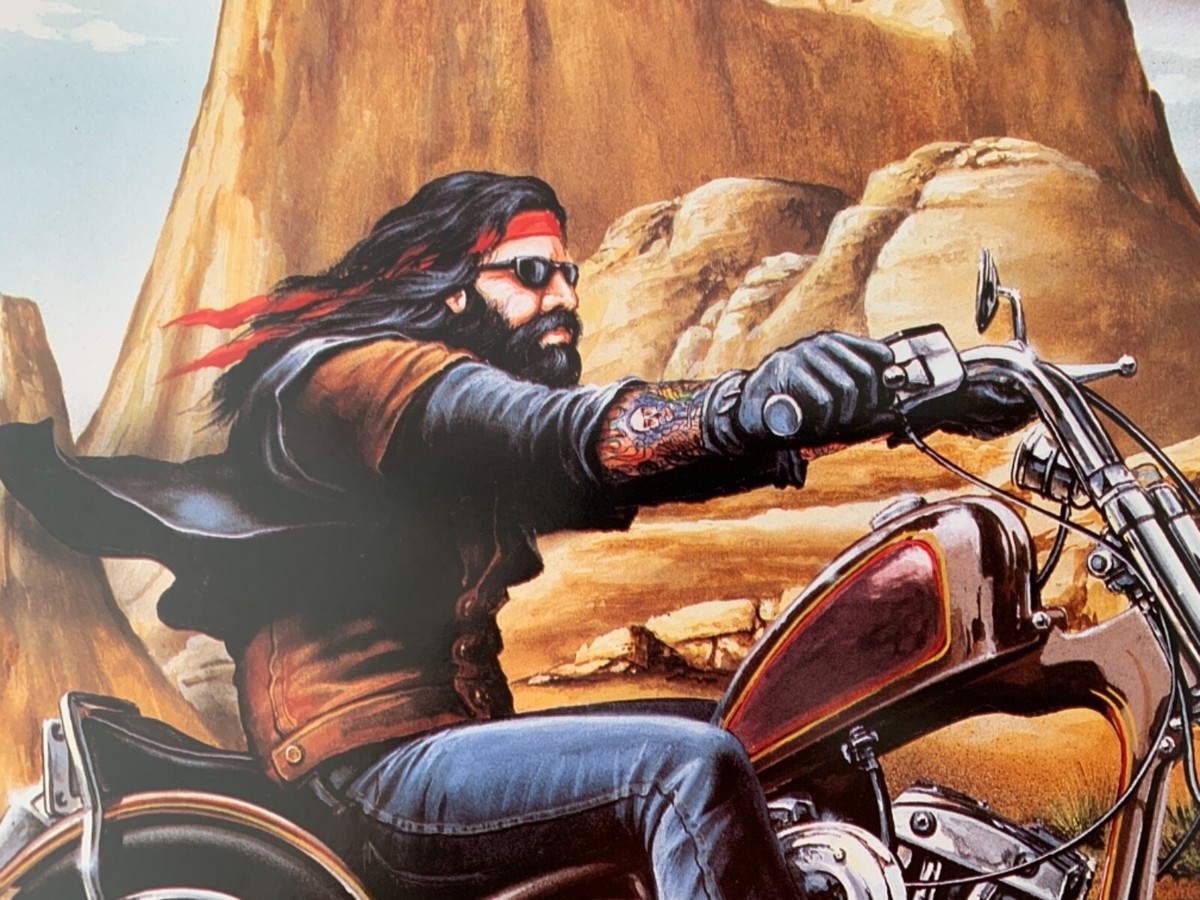 EASY RIDERS BY DAVID MANN,BIKER IN A CHOPPER,RARE LICENSED 1997