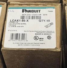 (10) New Panduit LCAX1-56-X Compression Copper Lug 1 AWG / 5/16" Hole