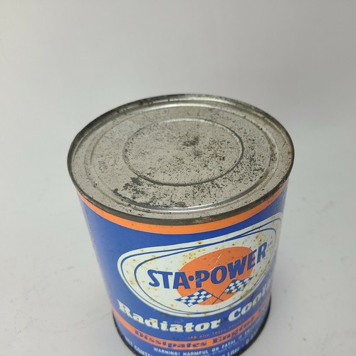 2x Vtg 1970s STA-Power Radiator Coolant Metal Can 32oz NOS Shop Display Décor - Imagen 4 de 10