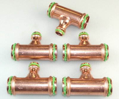 5x SEPPELFRICKE VSH SUDO PRESS T-STÜCK 28 MM x 15 MM x 28 MM KUPFER PRESSFITTING