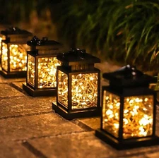Waterproof LED Solar Powered Hanging Lantern Lights Outdoor Garden Table Lamp