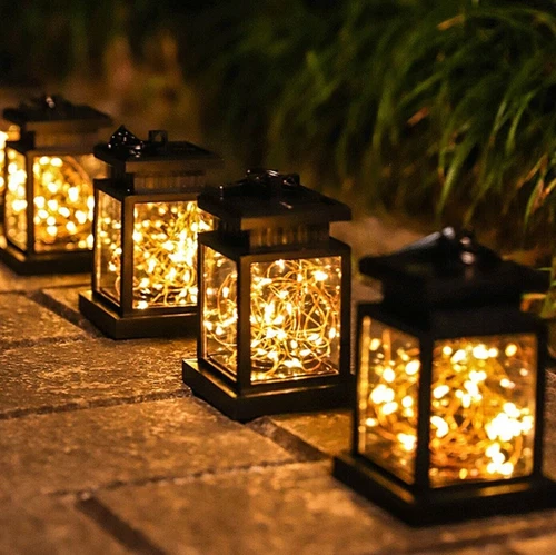 Waterproof LED Solar Powered Hanging Lantern Lights Outdoor Garden Table Lamp